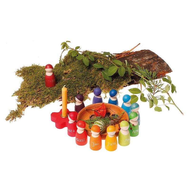 レインボーフレンズ（虹色のこびとたち）」木のおもちゃ 積み木 グリム