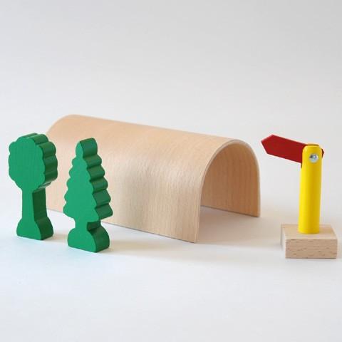 ミッキィ社(micki)トンネル4点セット 9639 木のおもちゃ レールトイ