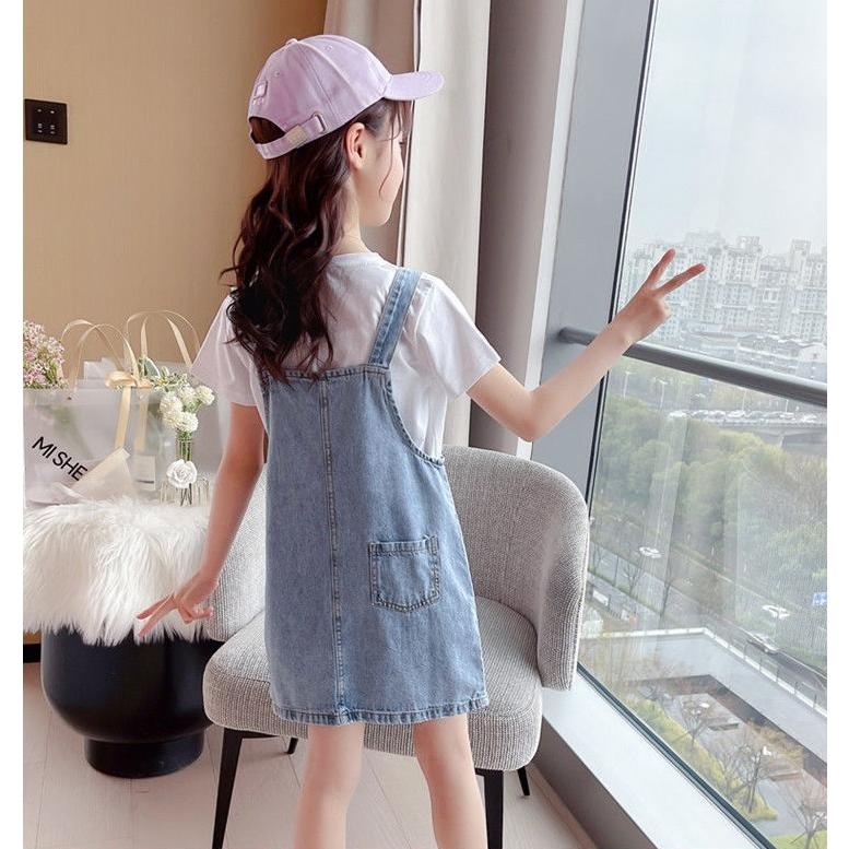 くまぬいぐるみ付 デニムワンピース サロペット ガーリー ワンピース 半袖 清楚 女の子 子ども服 メルヘンローズ 春 夏 秋 冬 1 130 140 150 160 1004 Marchen Rose 通販 Yahoo ショッピング