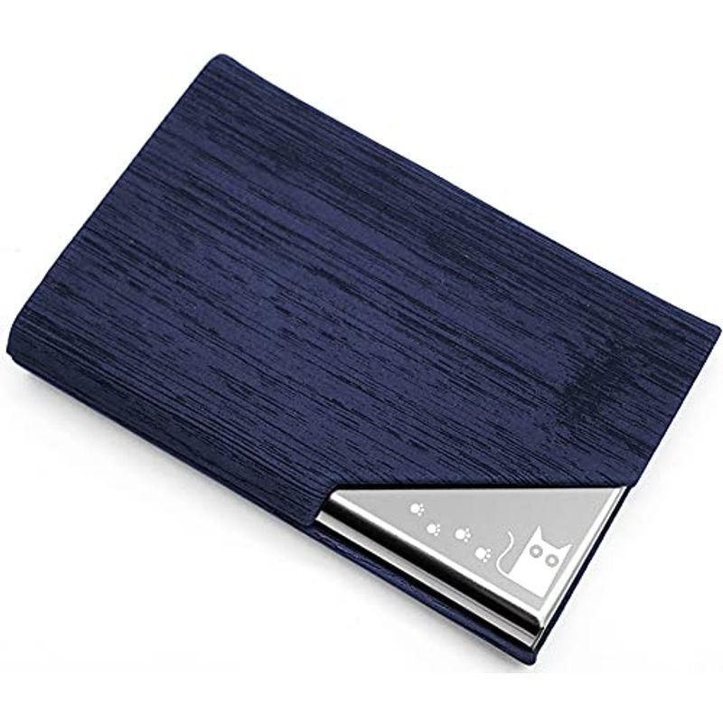 売れ筋商品 財布 帽子 ファッション小物 Xsimant 名刺入れ かっこいい猫 木柄 角が折れない 名刺ケース 男女兼用 マグネット式 1秒開閉 ビジネス Blue