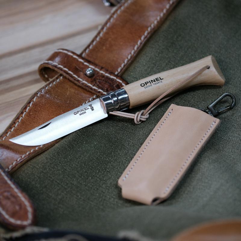 オピネル（opinel) ステンレス no9 革紐と革ケース付き : ナイフ