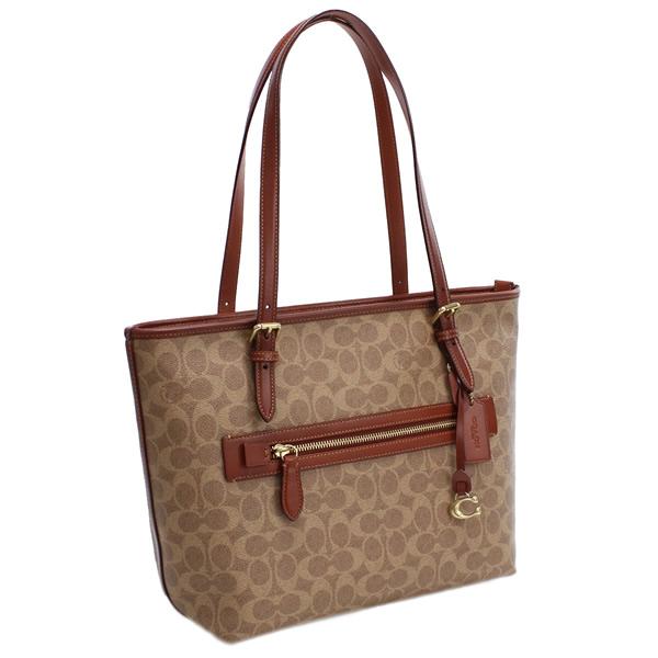 コーチ coach キスロック トートバッグ リボン シグネチャー ブラウン