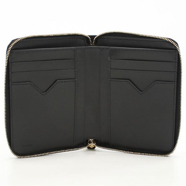 並行輸入品 FENDI フェンディ 二つ折り財布 折り畳み 8M0508 ラウンドファスナー財布 ブラック カーフ レディースの画像