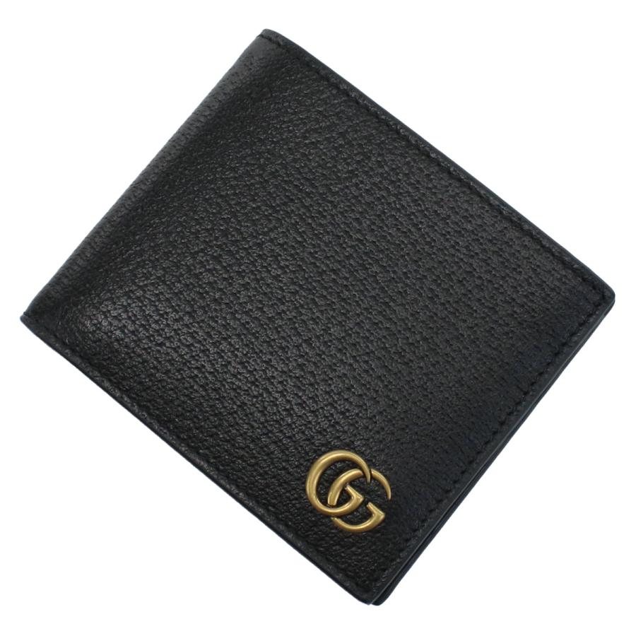 並行輸入品 グッチ GUCCI 二つ折り財布 折り畳み MEN'S GG MARM. 二折財布 小銭入れなし 428726 DJ20T 1000 ブラックの画像