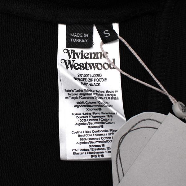 ヴィヴィアンウエストウッド スウェットパーカー Vivienne Westwood 2I010001-J006O-N401 RUGGED ZIP  HOODIE ブラック フーディ