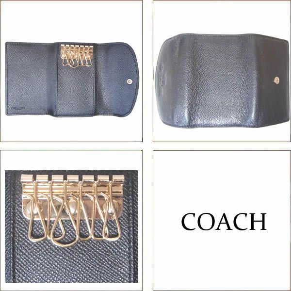 COACH コーチ 6連キーケース ペブル レザー ブラック ブラウン
