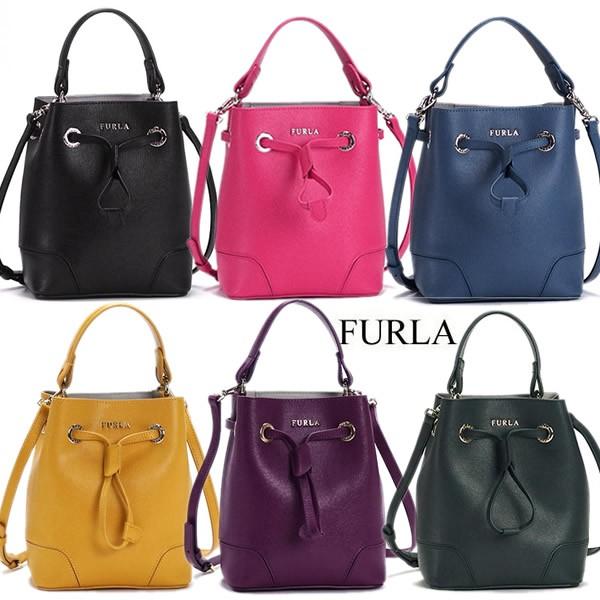 FURLA フルラ ハンドバッグ ショルダーバッグ 2way ステイシー STACY MINI DRAWSTRING BFG8 ブラック ピンク ブルー イエロー パープル グリーン