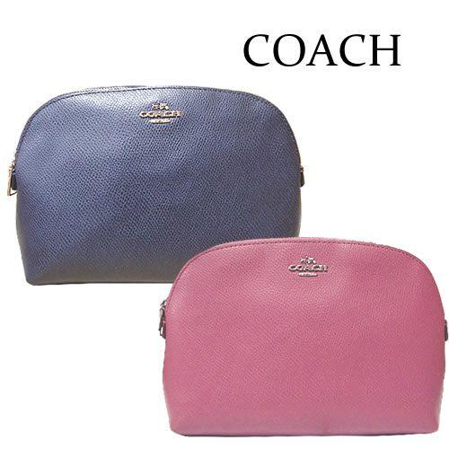 COACH（コーチ） ポーチ 化粧 コスメ レザー ブラック ピンク 