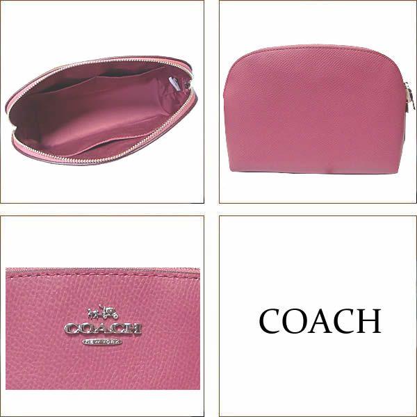 COACH（コーチ） ポーチ 化粧 コスメ レザー ブラック ピンク 