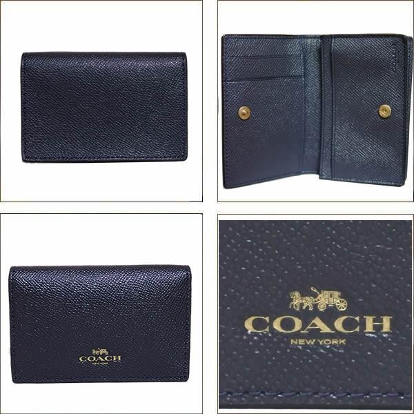 COACH コーチ クロスグレインレザー カードケース 名刺入れ ネイビー COACH（コーチ） インターナショナル ビジネス カードケース 名刺入れ