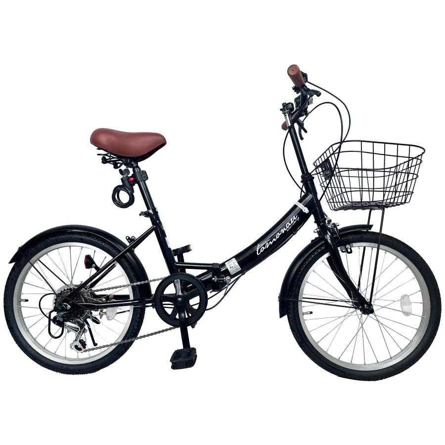 TOMONAU 折り畳み自転車 20インチ 折りたたみ自転車 6段変速 カゴ 