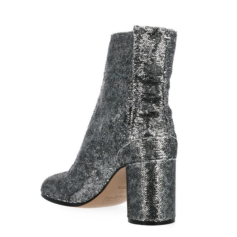 コンビニ受取対応商品】 Maison Margiela 足袋ブーツ 黒 シルバーラメ 激安オンラインショップ Maison 値下げ 美品 ラメ tabiブーツ Margiela ブーツ