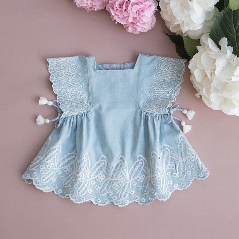 人気商品の 刺繍 子供服 ベビー服 インポート フランス ブルー 水色 ギフト 出産祝い Misha Louise ワンピース ルイーズミーシャ レース 半袖 夏 子ども服 Www Solidarite Numerique Fr