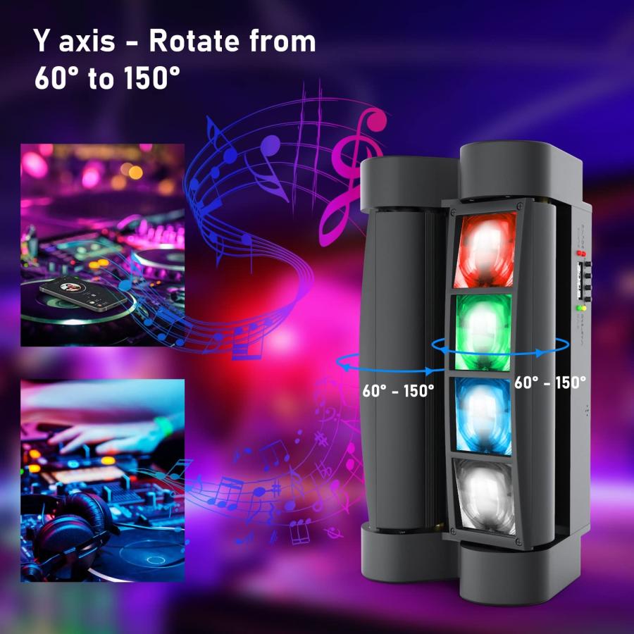 BETOPPER ムービングライト 8x3W RGBW LED 舞台照明 ディスコライト ステージライト ステージ照明 DMX512 7/13CH D_4