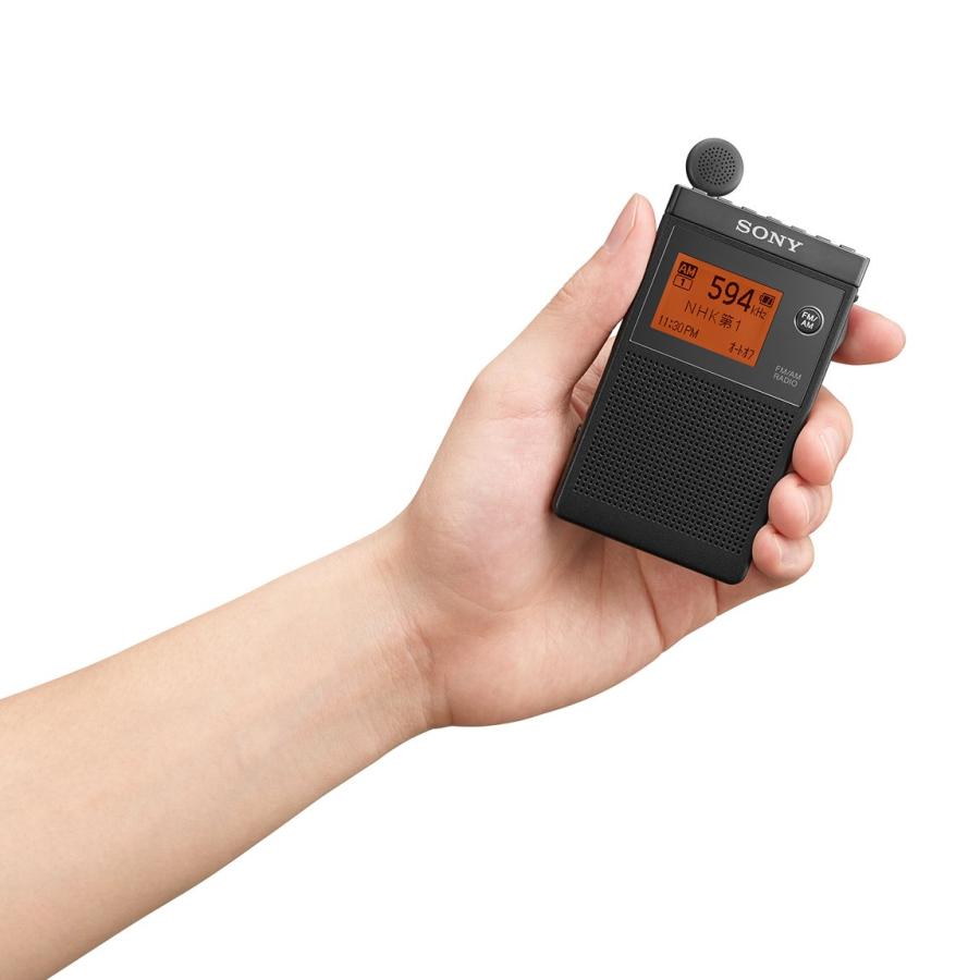 ソニー PLLシンセサイザーラジオ FM/AM/ワイドFM対応 片耳巻取り 名刺サイズ SRF-R356 ブラックの画像