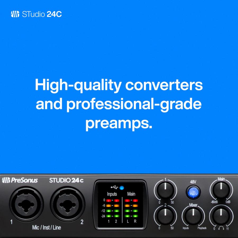 PreSonus Studio 24c オーディオ/MIDIインターフェース 24Bit 192kHz 2入出力USB-C互換 Studio Oneの画像