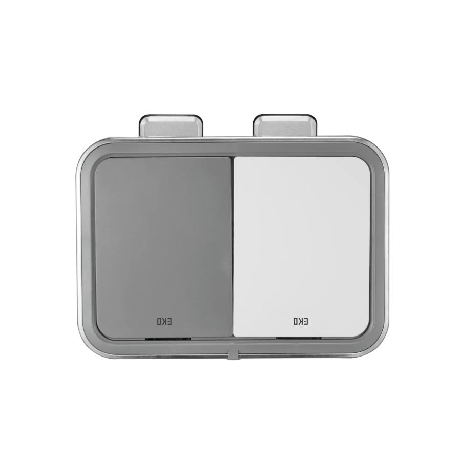 EKO ゴミ箱 ペダル式 ハナ リサイクラー Duo ステップビン ブルー/グレー 10L+10L ふた付き インナーボックス無し EK6200-10の画像