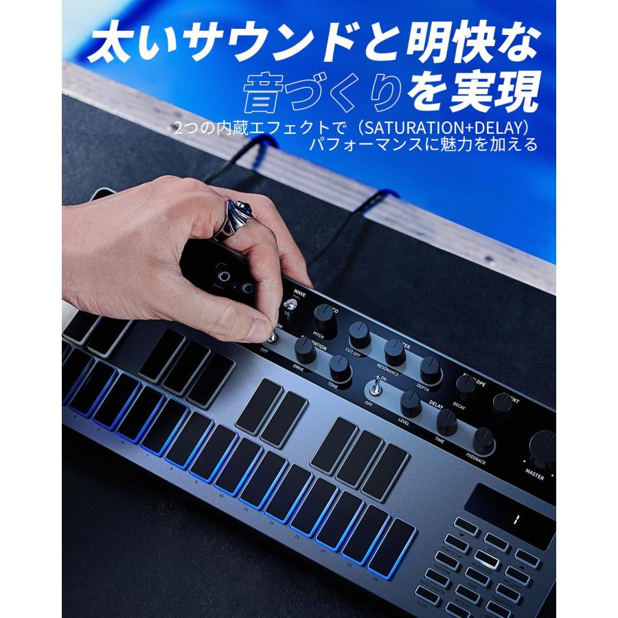 Donner シンセサイザー Essential B1 アナログ 軍事基地 シーケンサー 128御定まり LED映写幕 midi IN/OUT端子搭