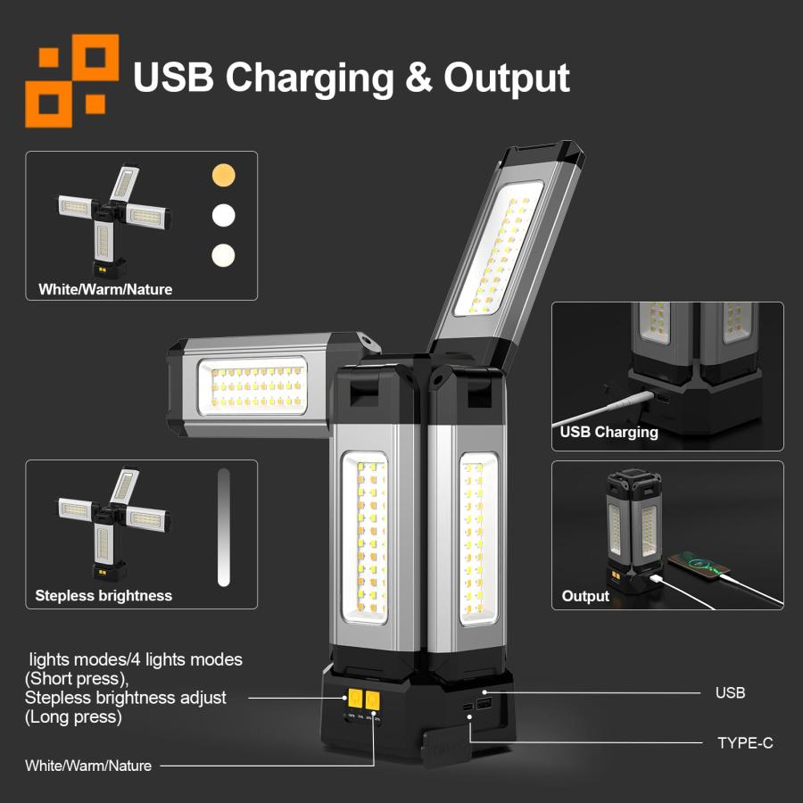 LED投光器 白色光 アルミ製 アルミニウム製ケース LED 投光器は 8000lm 超高輝度・USB 充電式。3