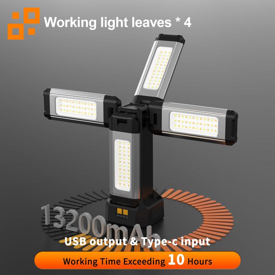 アルミニウム製ケース LED 投光器は 8000lm 超高輝度・USB 充電式。3