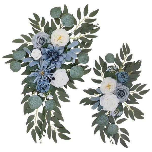 開店記念セール 婚礼 2結婚式のアーチの花ひまわりの装飾素朴な背景ドアパーティーホワイトブルー Www Threeriversofs Com