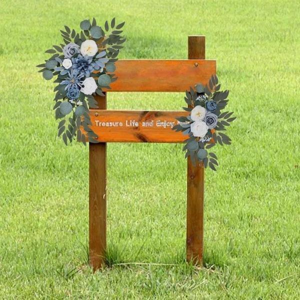 開店記念セール 婚礼 2結婚式のアーチの花ひまわりの装飾素朴な背景ドアパーティーホワイトブルー Www Threeriversofs Com