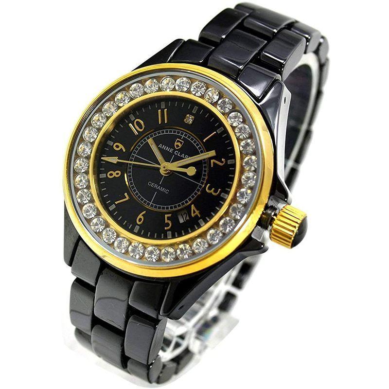 ANNE CLARK 腕時計 レディース 金属アレルギー軽減対策 フル セラミック ブラック ラインストーン(ジルコニア)ベゼル 天然ダイヤ CLARK 腕時計 レディース 金属アレルギー軽減対策 フル セラミック ブラック ラインストーン ジルコニア ベゼル 天然ダイヤ