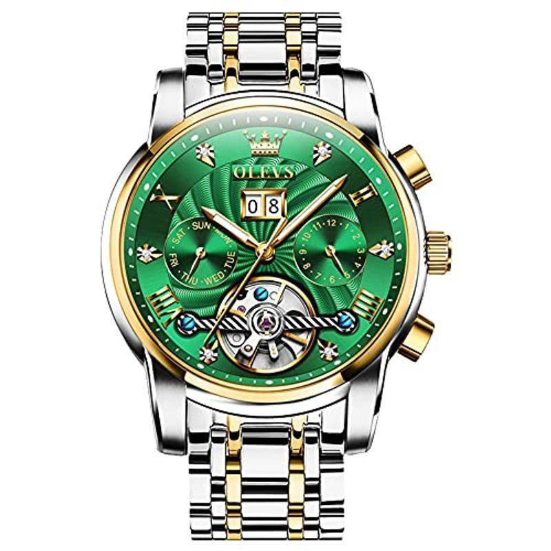 Olevs 機械式 腕時計 時計 メンズ Mariage 機械式 自動巻きアナログ 中空文字盤 夜光 腕時計 ビジネス見やすい腕時計 Blanche Mariage カレンダー表示 ステンレス鋼 防水 ファッション雑貨