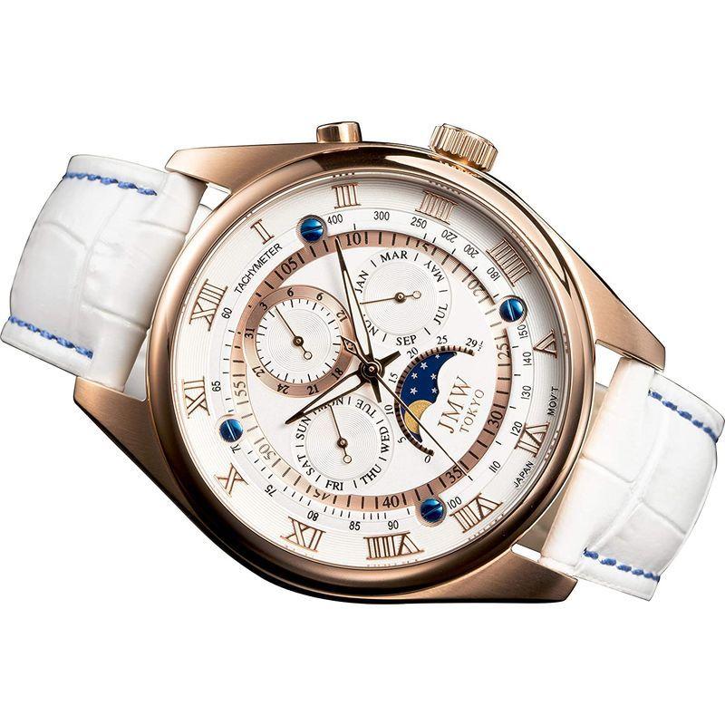 JMW TOKYO腕時計 メンズ 上級ムーンフェイズ 日本製ムーブメント 本革ベルト ローマ数字インデックス 100m防水 タキメーター ( TOKYO腕時計 メンズ 上級ムーンフェイズ 日本製ムーブメント 本革ベルト ローマ数字インデックス 100m防水 タキメーター