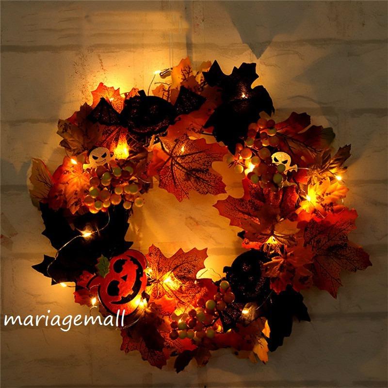 リース ハロウィン 花 秋 手作り Ledライト クリスマス 飾り付け フラワーリース 造花 ガーデニング 壁掛け飾り 玄関ドア 雑貨 装飾 ギフト おしゃれ Interior Connectii1067 Mariage Mall 通販 Yahoo ショッピング