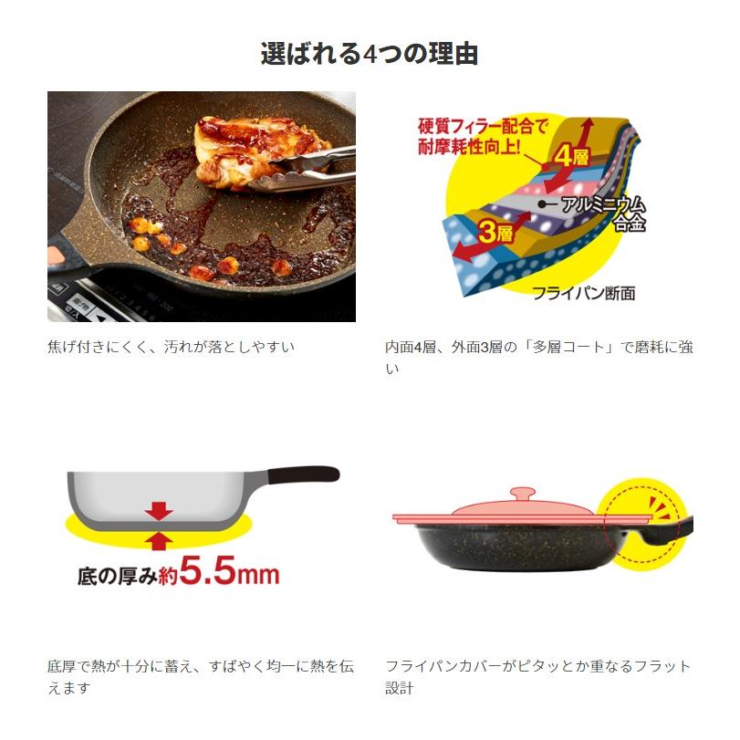 アイメディア フライパン マーブルコート IH対応 26cm 焦げ付かない