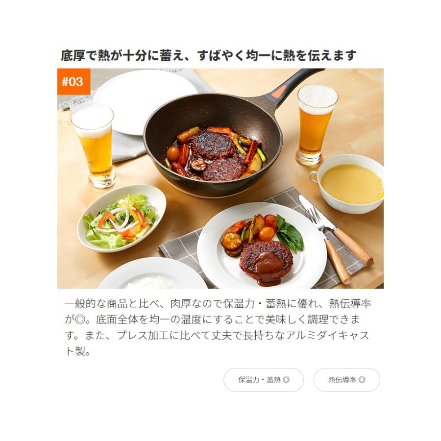 アイメディア フライパン マーブルコート IH対応 26cm 深型 深め 焦げ