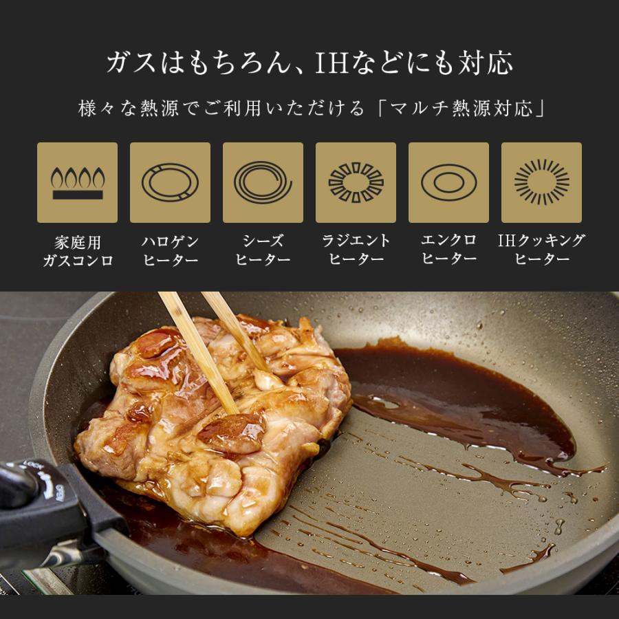 【期間限定セール 20％OFF】 グリルパン IH対応 魚焼きパン 蓋・取っ手付 3点セット チタンコーティング グリルフライパン チタンシェフ 角型｜mariamaria｜16