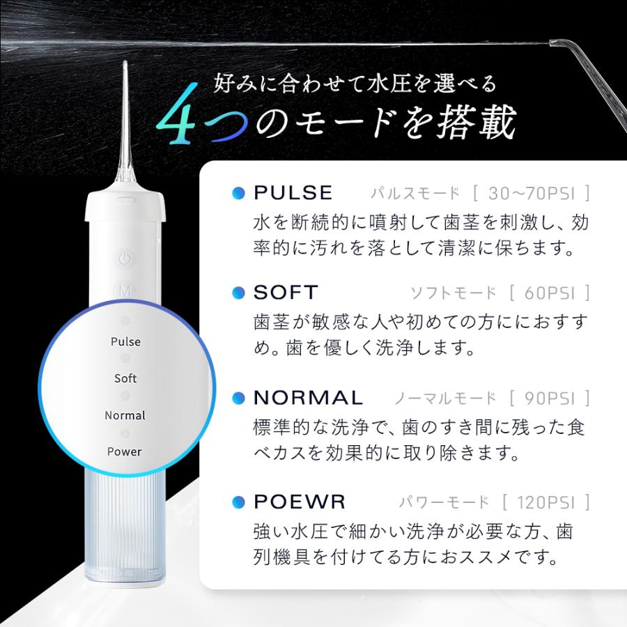 ジェットウォッシャー コンパクト 口腔洗浄器 USB充電式 携帯サイズ コードレス ジェット水流 デンタルケア IPX7防水 口内洗浄器 ウォーターフロス 手の平サイズの画像