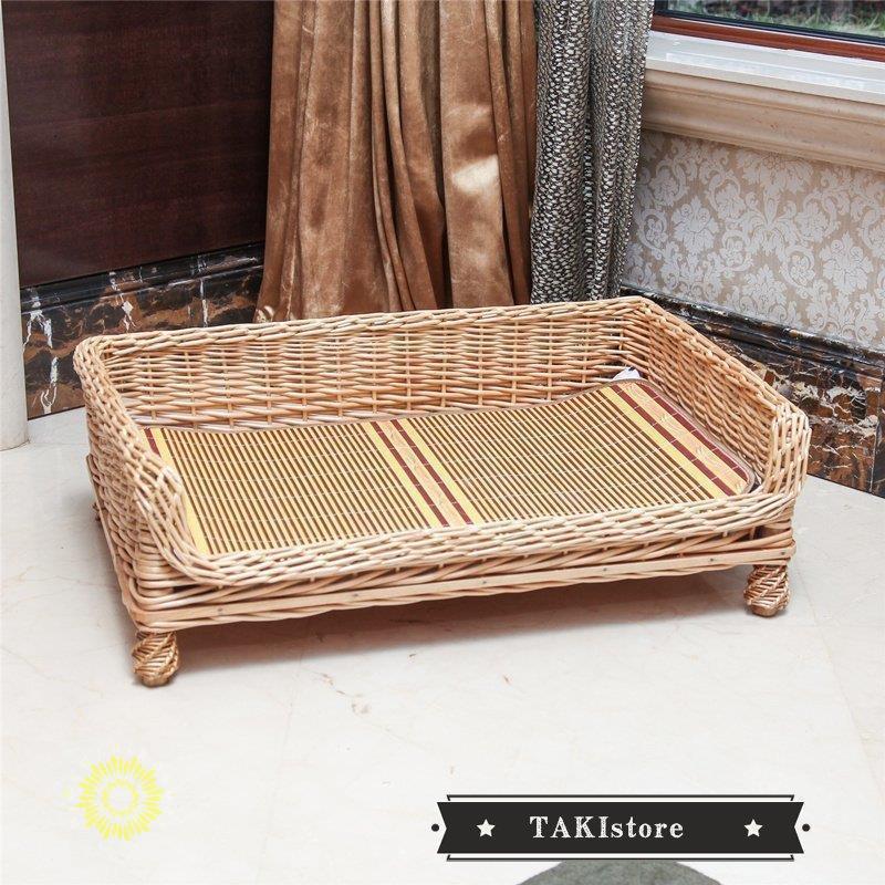 ペットベッド 耐噛み 藤ベッド マット 和式 ひんやり 犬用 犬マット 夏 クッション ペットソファ ござ 四季 寝床 猫用 手作り 編み物 大型犬 中型犬 