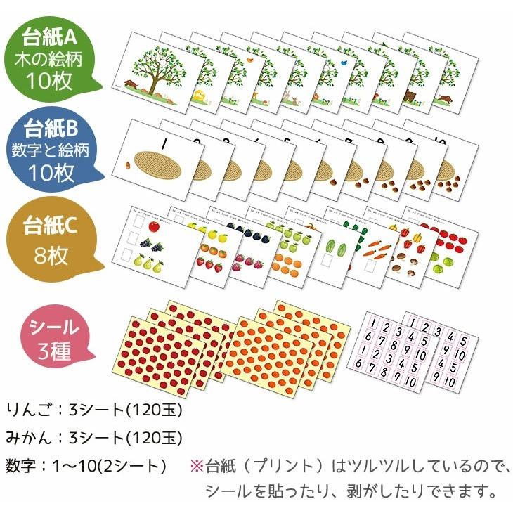 シールはりセット かず りんごとみかん シールを貼って数のおけいこ 3 