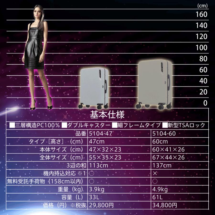 【限定品】 アウトレット スーツケース キャリーケース キャリーバッグ トランク 中型 軽量 Mサイズ おしゃれ 静音 ハード アルミ フレーム レジェンドウォーカー B-5104-60 【Y2444863294】(13315円)