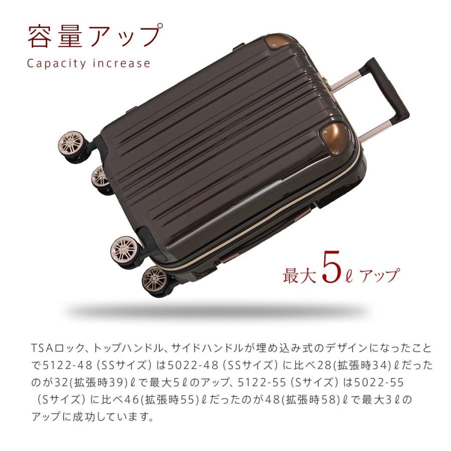 アウトレット スーツケース キャリーケース キャリーバッグ トランク 小型 軽量 Sサイズ おしゃれ 静音 ハード ファスナー 拡張 B-5122-55｜marienamaki｜23