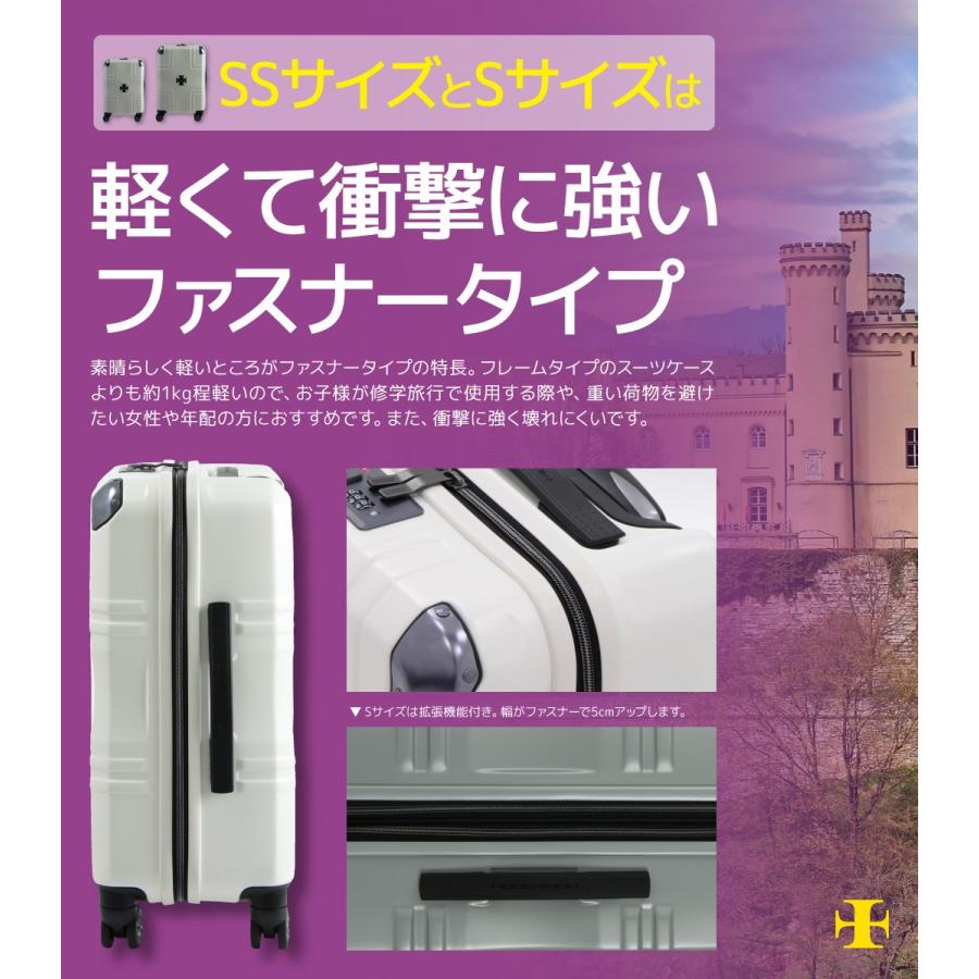 クロスプレート付き スーツケース 機内持込 SSサイズ ファスナータイプ