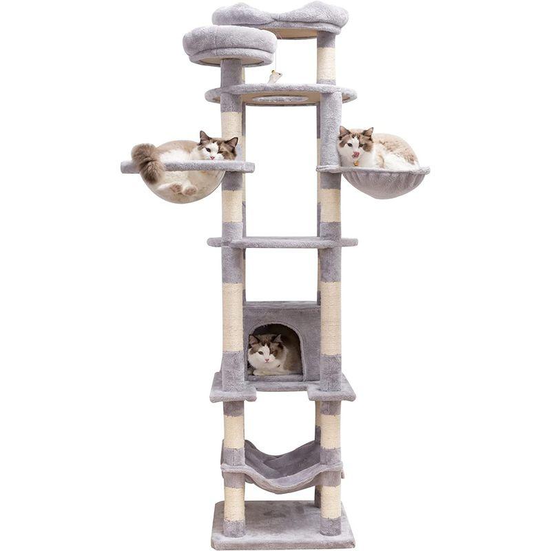 ［即日発送］ Mwpo 多頭飼いキャットタワー 猫タワー 猫 キャット タワー 透明宇宙船付き 肉球見放題 猫用品 据え置き 匂いなし 大型猫 爪とぎ お 【KU1975877444】(10762円)