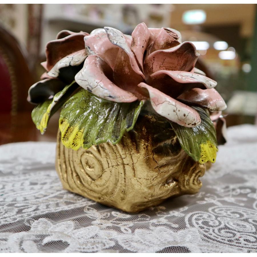 イタリア製 陶花 薔薇と切り株 アンティーク調 : 絨毯と輸入家具 イタリア製 陶花 薔薇と切り株 アンティーク調 : 絨毯と輸入家具