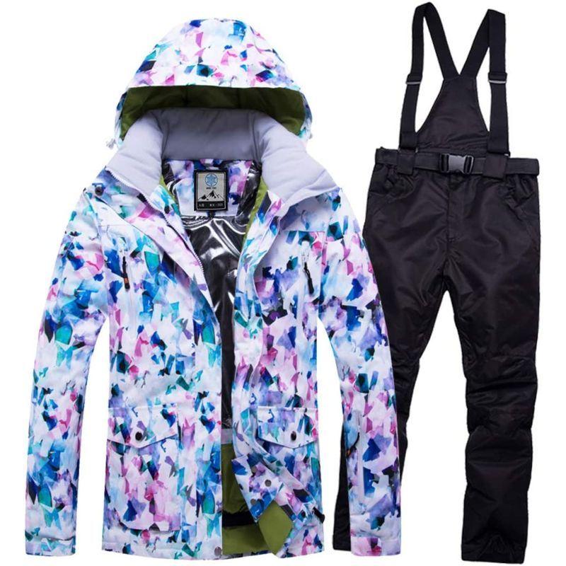 マルユキ スノーボードウェア スノーウェア 迷彩柄 可愛い おしゃれ レディース 上下セット 防寒 カラー迷彩 L New限定品
