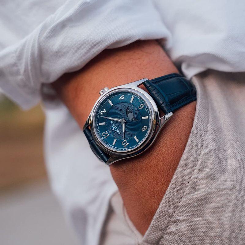 「超メルカリ市」 カルレイモンKARL LEIMON メンズ腕時計(クラシックシンプリシティーブルー)アナログ うで時計(日本製/ムーンフェイズ)CSBL01 【AAA6412604100】(22892円)