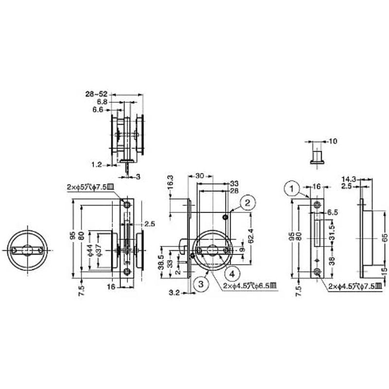 スガツネ工業　ランプ印　ステンレス鋼製引戸掘込みカマ錠　HC-30R