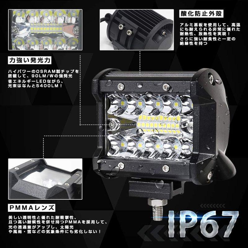 LED　ワークライト　作業灯　LED　トラック用品　60W　農業機械　6000K　IP67　OSRAM製　5400lm　バックライト　工事現