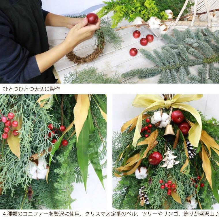 生花 フレッシュ モミとグレビレアのクリスマススワッグ 玄関 ドア飾り 60cm 大きい 特大 屋外飾り 北欧雑貨 プレゼント ギフト 女性 母 誕生日｜marika｜04