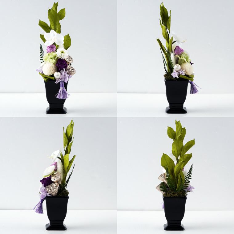 仏花プリザーブドフラワーアレンジ　お供え花一対　　　 花器付き プリザーブドフラワー 仏花 アレンジ お供え用 小 1 : 食品の