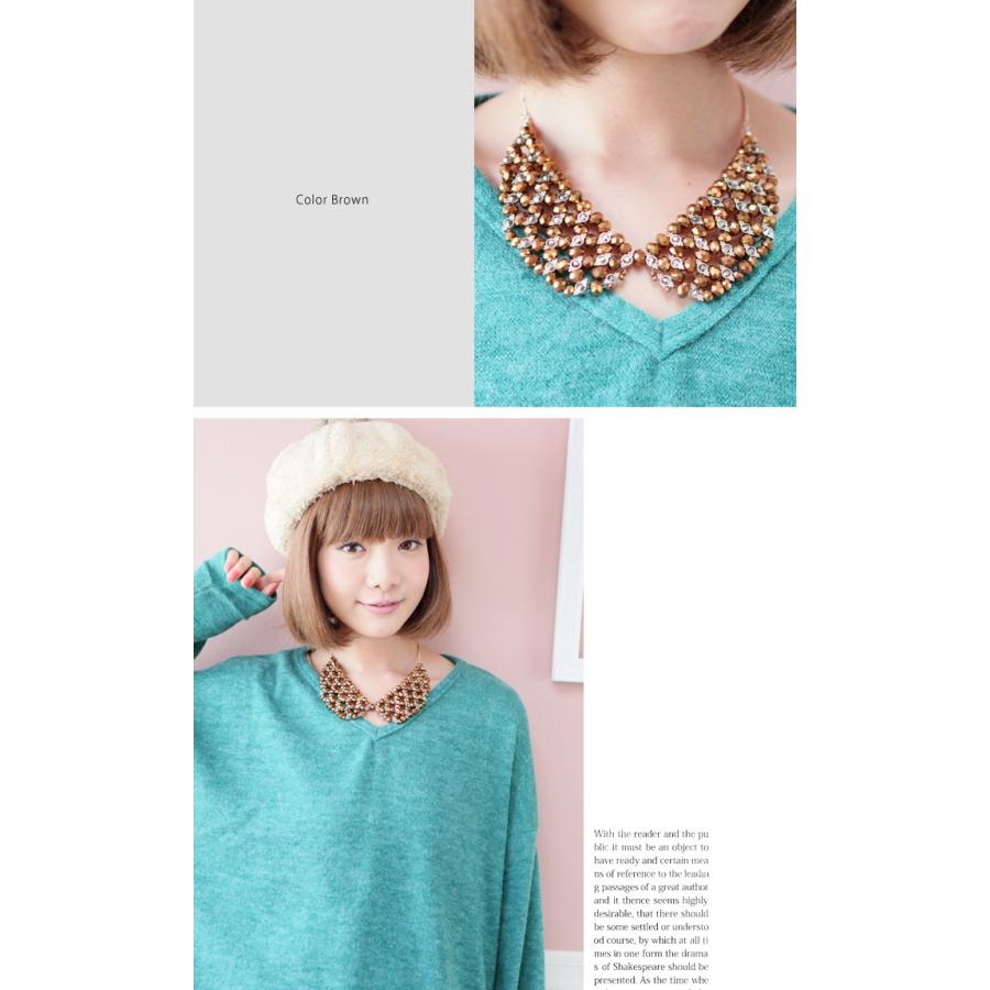 レディース ネックレス ビーズ ラインストーン 丸衿デザイン つけ襟 風 ネックレス アクセサリー アクセ ティペット フリー 30代 40代 50代 ファッション |  | 03