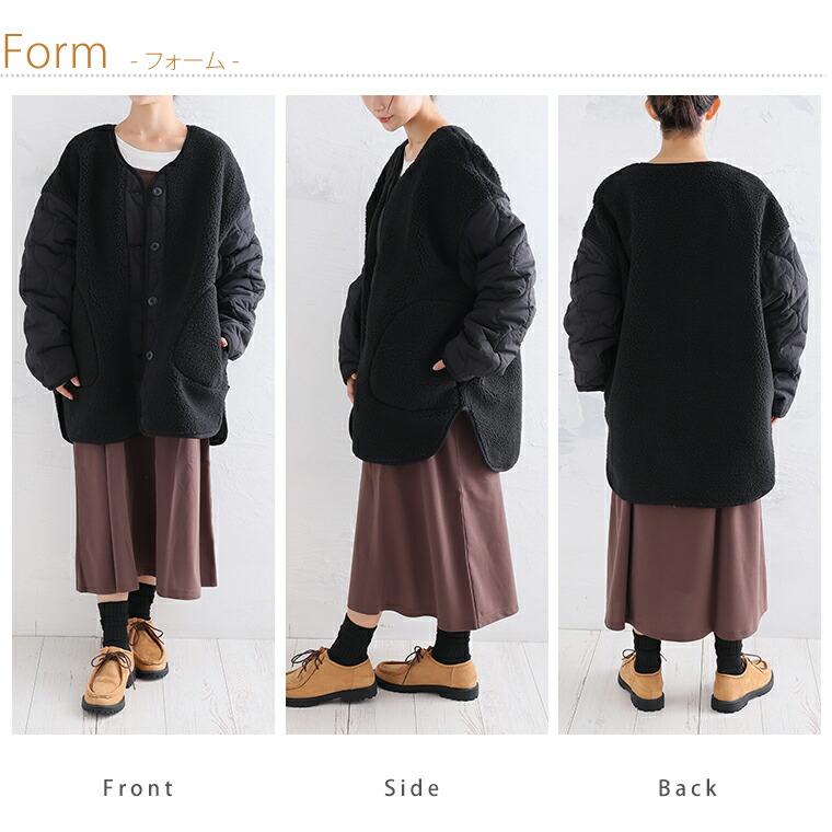 大きいサイズ レディース アウター 袖キルト ボアジャケット ブルゾン