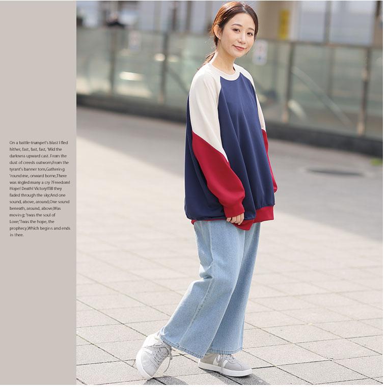 大きいサイズ レディース トップス 厚すぎないのが着やすい 配色デザイン ポンチ スウェット トップス トレーナー 3L 4L 5L 6L 長袖 冬 冬物 冬服 A |  | 13